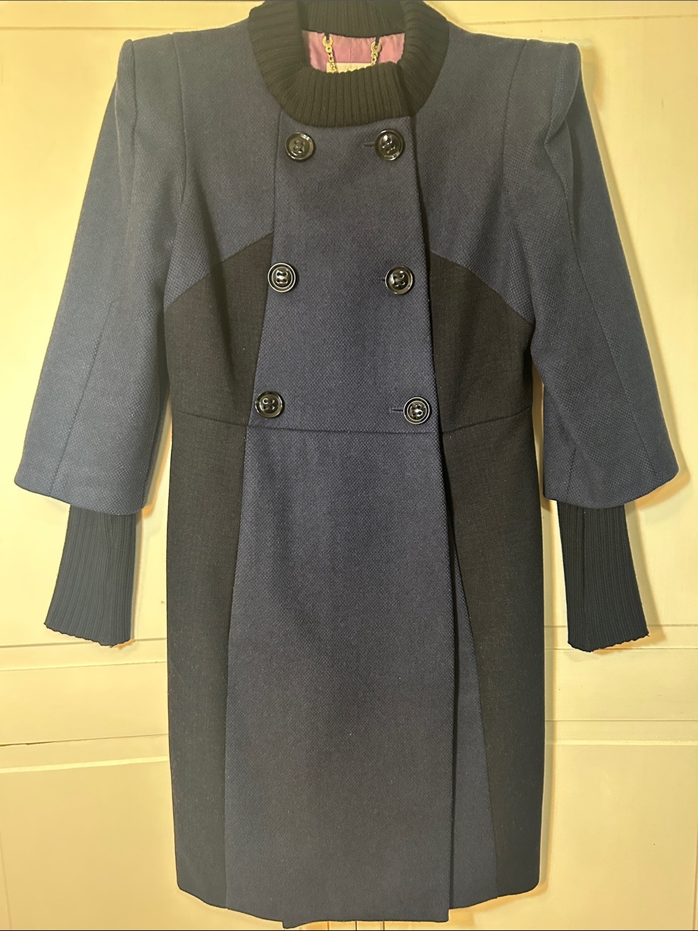 Tibi Navy and Black Wool Coat Size 4
